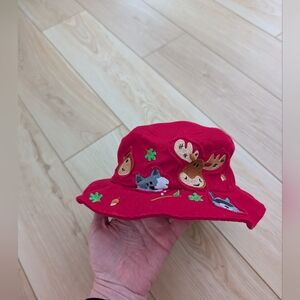 Red Animal Embroidered Kids Hat Yellowstone National Park